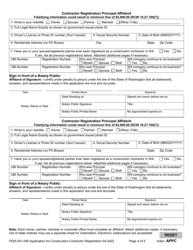 Form F625-001-000 Application for Construction Contractor Registration - Washington, Page 4