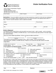 Form F800-110-000 Victim Verification Form - Washington