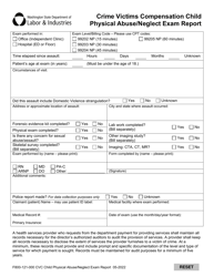 Form F800-121-000 Crime Victims Compensation Child Physical Abuse/Neglect Exam Report - Washington