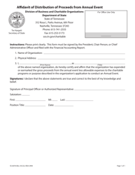Form SS-6078 &quot;Affidavit of Distribution of Proceeds From Annual Event&quot; - Tennessee