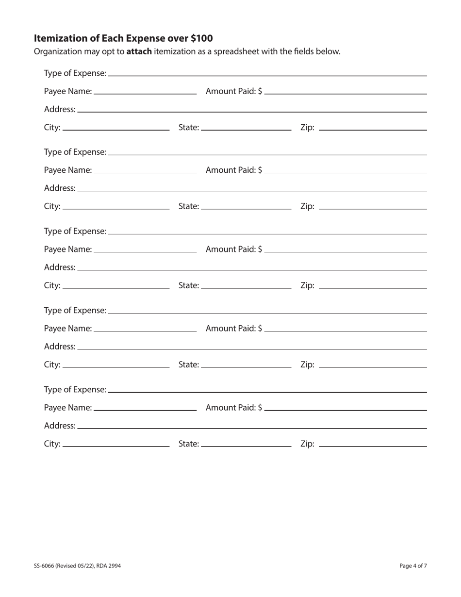 Form SS-6066 Download Printable PDF or Fill Online Annual Event ...