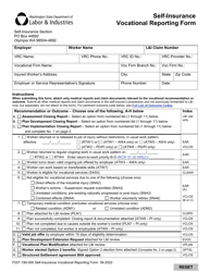 Form F207-190-000 Self-insurance Vocational Reporting Form - Washington