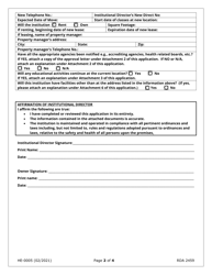 Form HE-0005 Application for Change of Institutional Location - Tennessee, Page 2