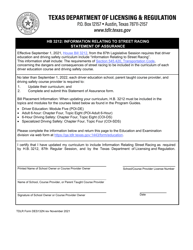 Document preview: TDLR Form DES132N Statement of Assurance - Information Relating to Street Racing - Texas