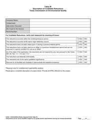 Document preview: Form TCEQ-10158 Table 4F Description of Creditable Reductions - Texas