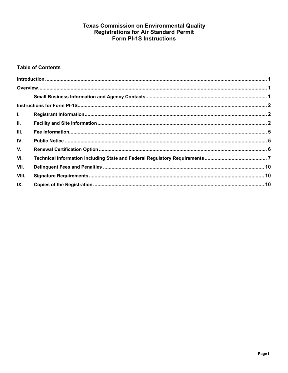 Form TCEQ-10370 (PI-1S) Download Fillable PDF Or Fill Online ...