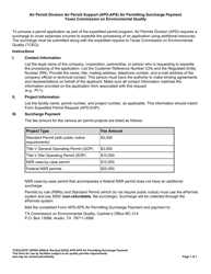 Form TCEQ-20707 Air Permitting Surcharge Payment - Texas