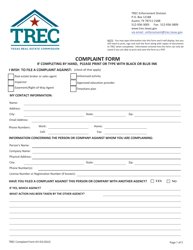 Complaint Form - Texas, Page 3