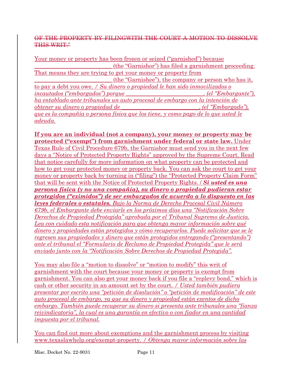 Protected Property Claim Form - Texas (English / Spanish), Page 11