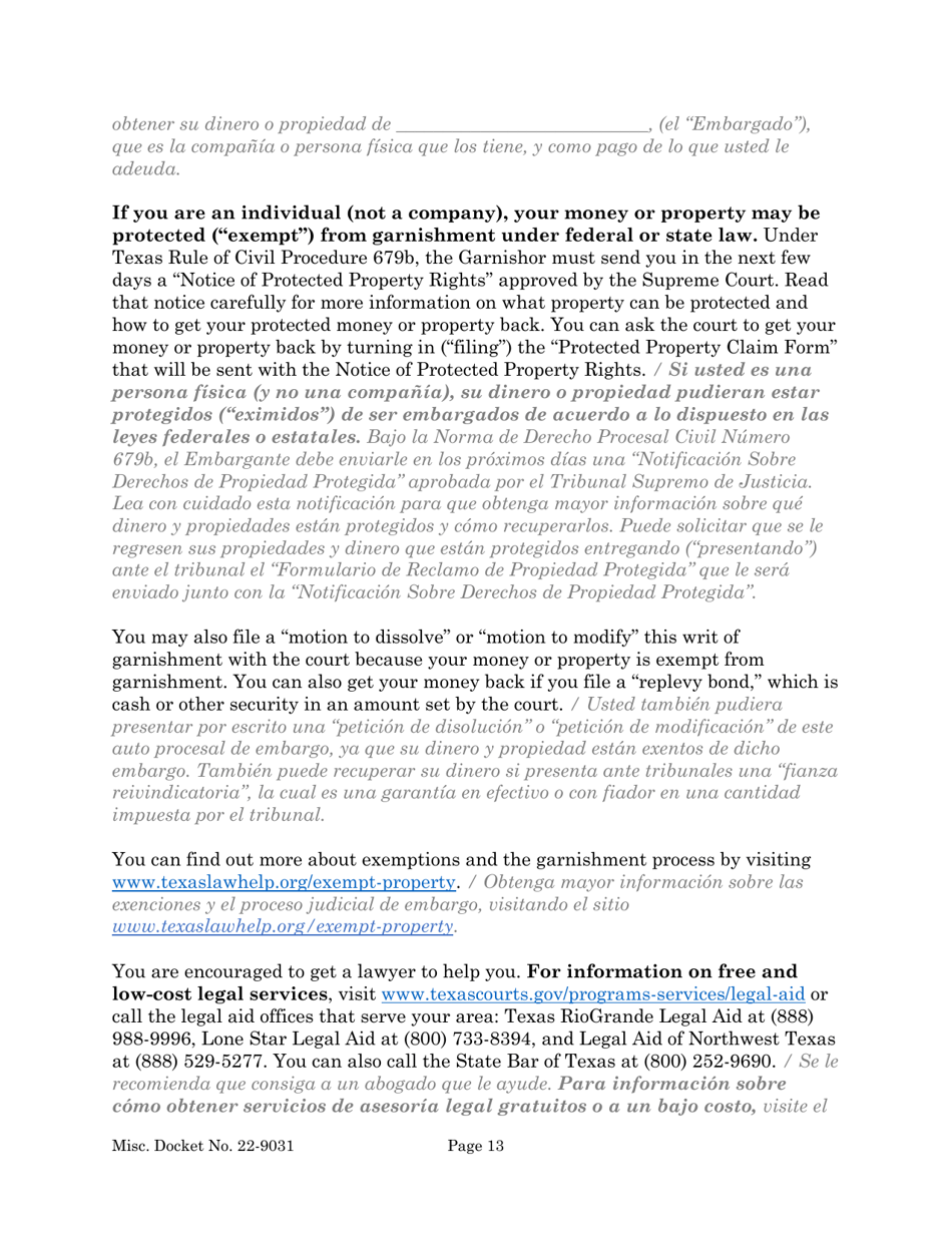 Protected Property Claim Form - Texas (English / Spanish), Page 13