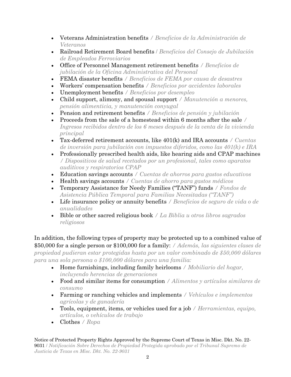 Protected Property Claim Form - Texas (English / Spanish), Page 20