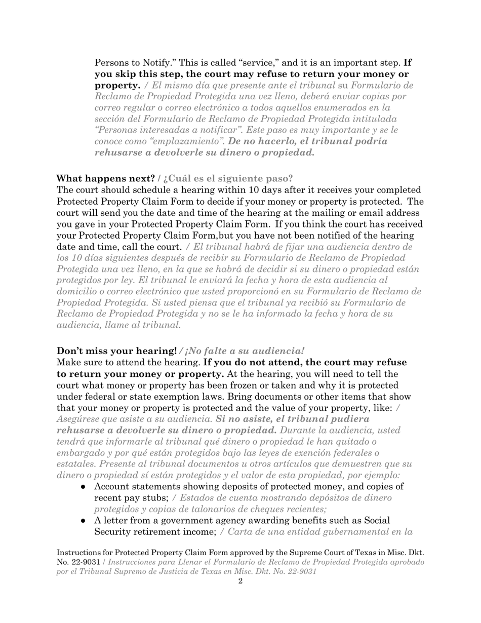 Texas Protected Property Claim Form (English/Spanish) Fill Out, Sign Online and Download PDF