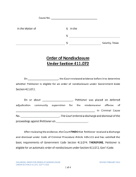 Document preview: Order of Nondisclosure Under Section 411.072 - Texas