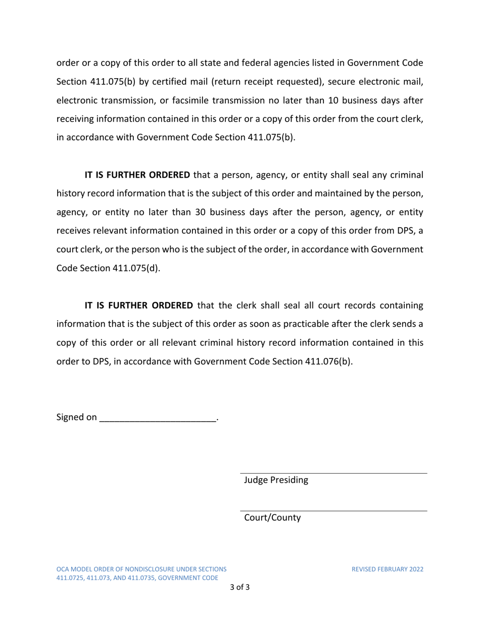 Order of Nondisclosure - Texas, Page 3