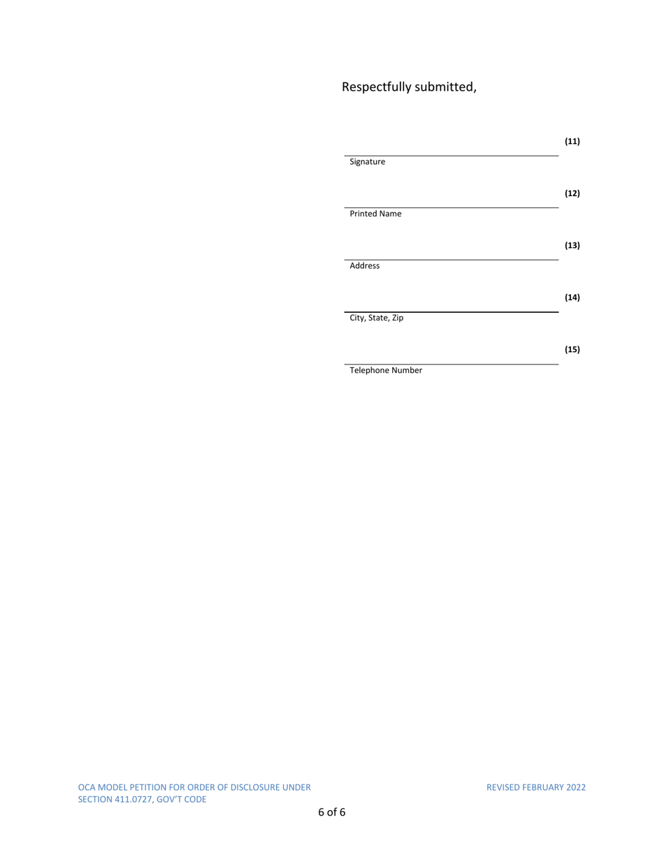 Petition for Order of Nondisclosure Under Section 411.0727 - Texas, Page 6