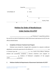 Document preview: Petition for Order of Nondisclosure Under Section 411.0727 - Texas
