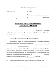 Petition for Order of Nondisclosure Under Section 411.0729 - Texas