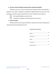 Petition for Order of Nondisclosure Under Section 411.073 - Texas, Page 5