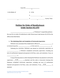 Document preview: Petition for Order of Nondisclosure Under Section 411.073 - Texas