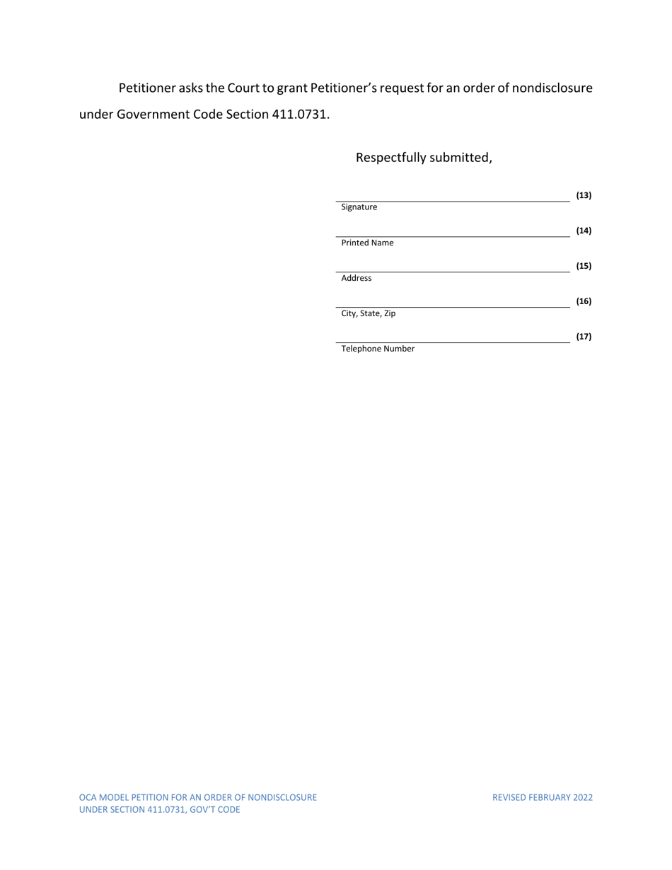 Petition for Order of Nondisclosure Under Section 411.0731 - Texas, Page 5
