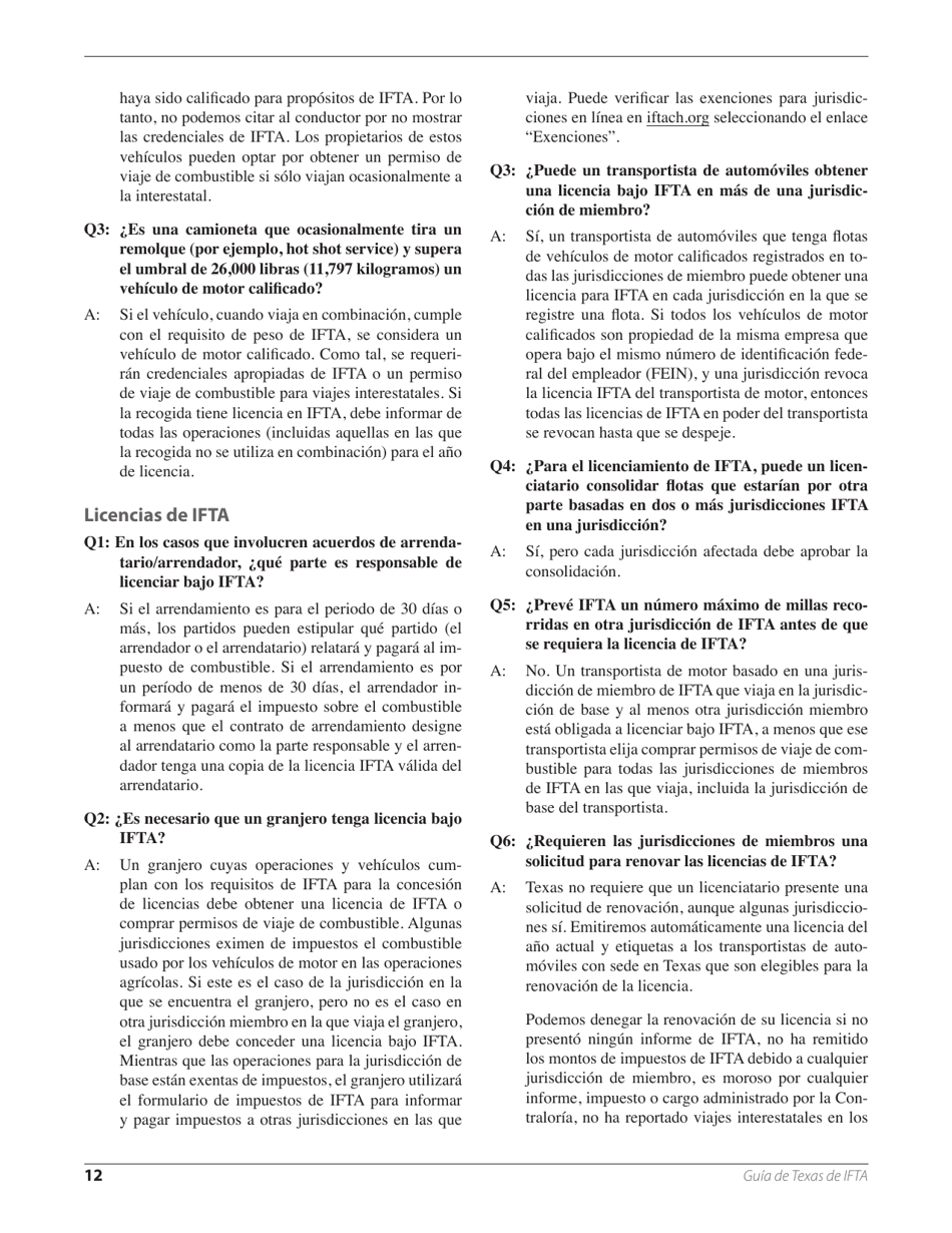Acuerdo Internacional De Los Impuestos De Combustible - Texas (Spanish), Page 16