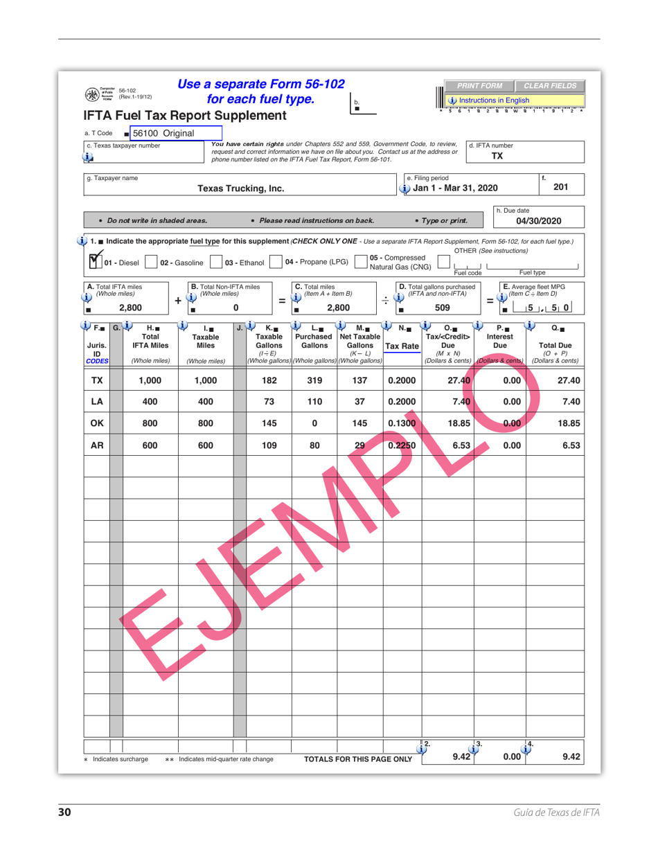 Acuerdo Internacional De Los Impuestos De Combustible - Texas (Spanish), Page 34