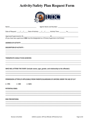 Activity/Safety Plan Request Form - Utah