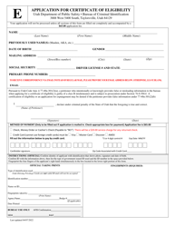 Application for Certificate of Eligibility - Utah, Page 2
