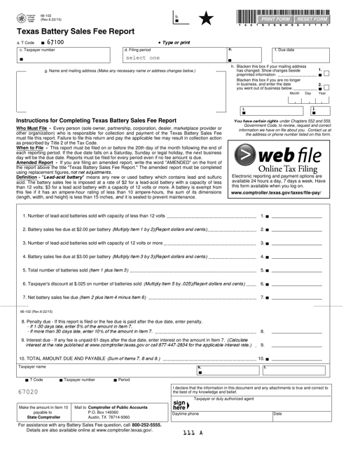 Form 66-102  Printable Pdf