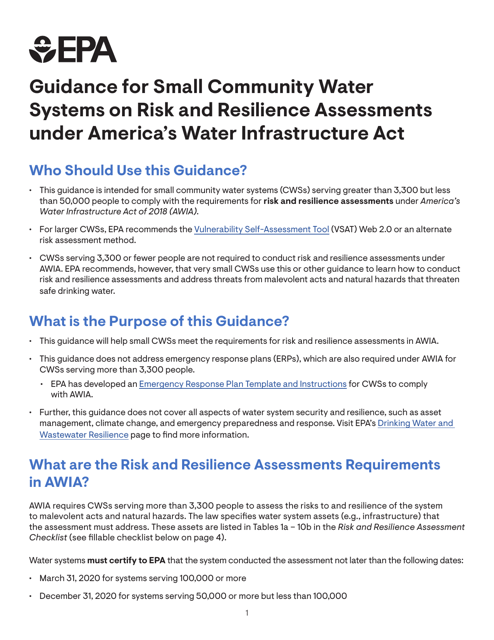 Community Water System Risk and Resilience Assessment Download Pdf