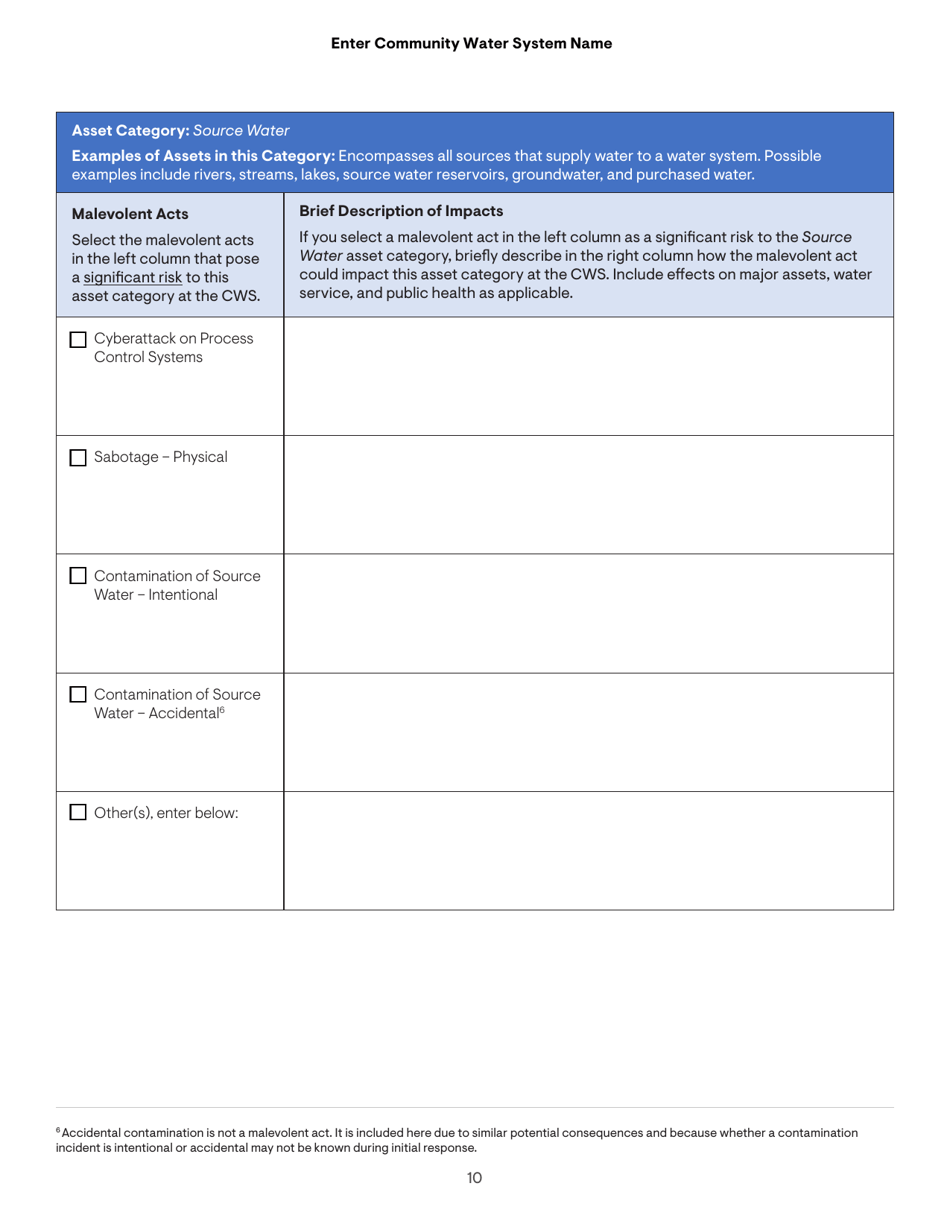 Community Water System Risk and Resilience Assessment, Page 10