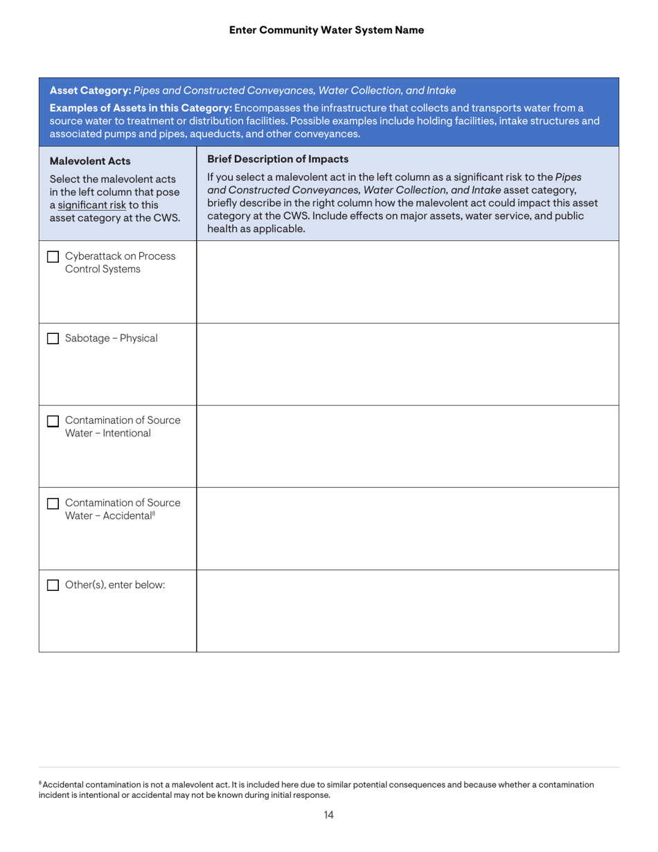 Community Water System Risk and Resilience Assessment, Page 14