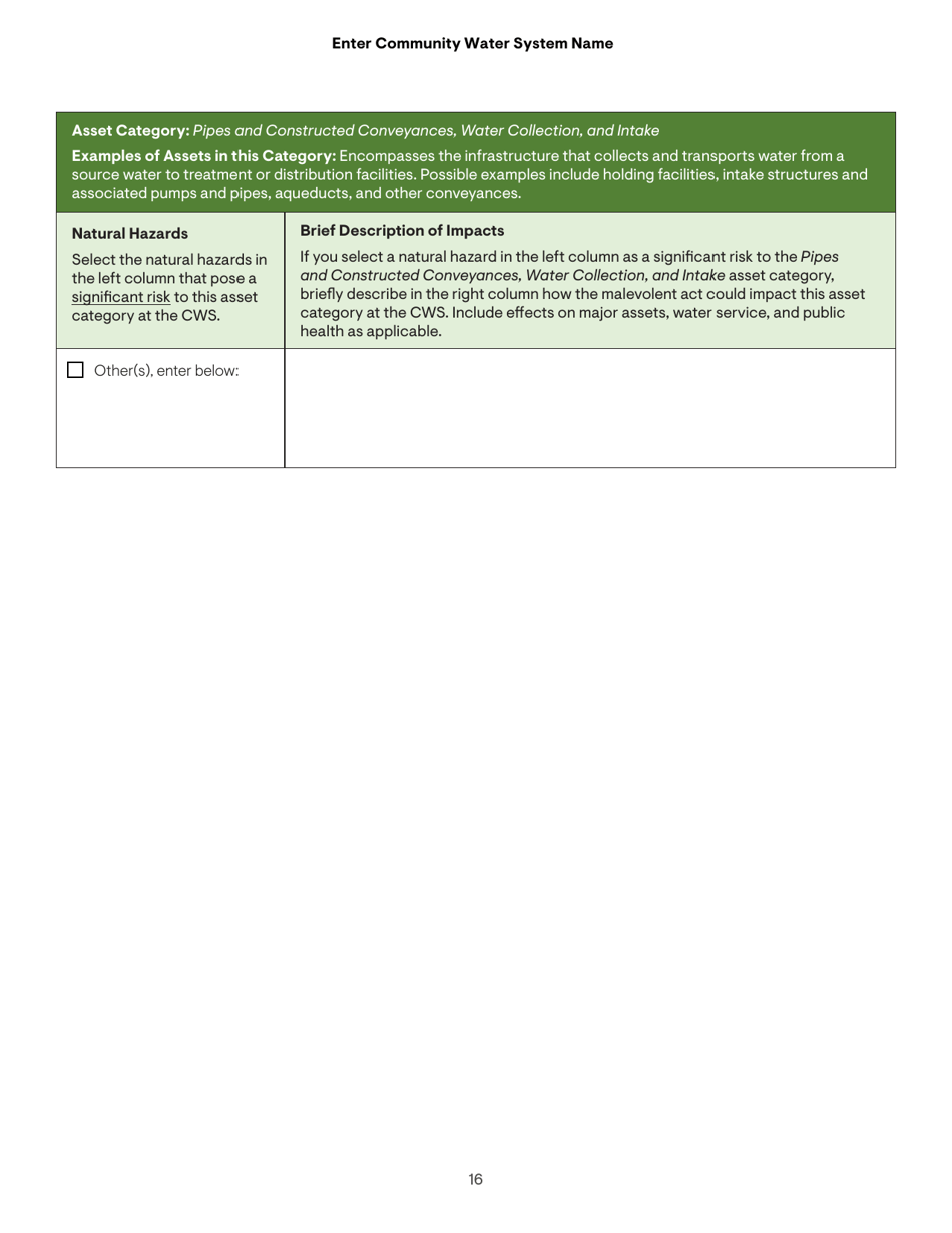 Community Water System Risk and Resilience Assessment, Page 16