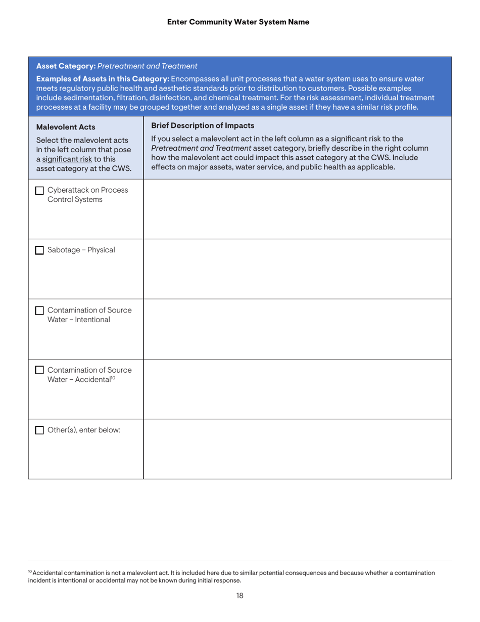 Community Water System Risk and Resilience Assessment, Page 18