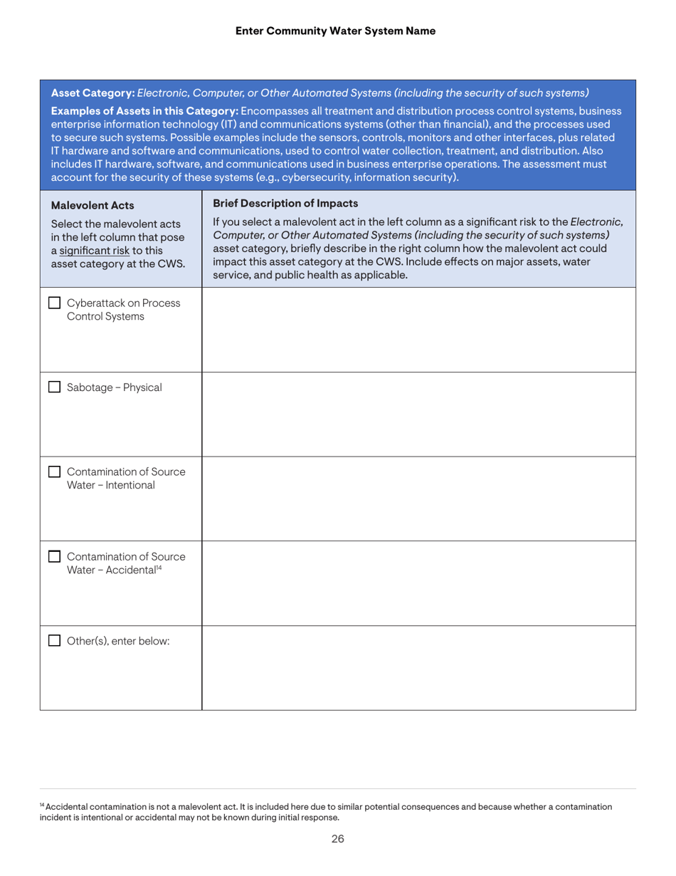 Community Water System Risk and Resilience Assessment, Page 26
