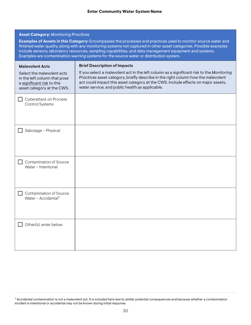 Community Water System Risk and Resilience Assessment, Page 30