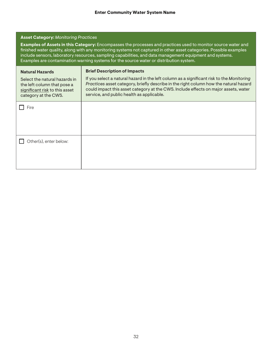 Community Water System Risk and Resilience Assessment, Page 32