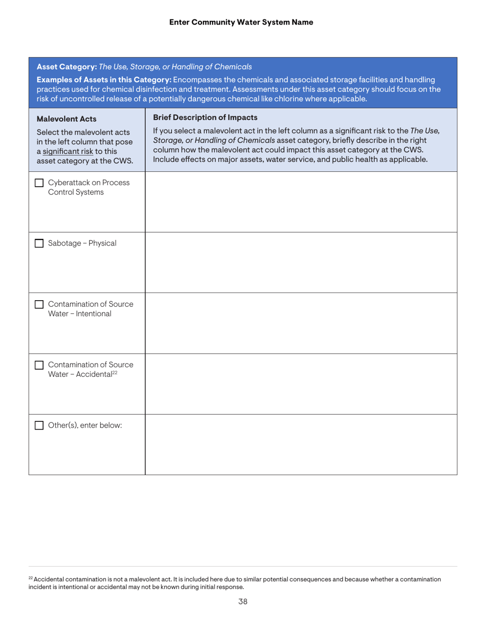 Community Water System Risk and Resilience Assessment - Fill Out, Sign ...