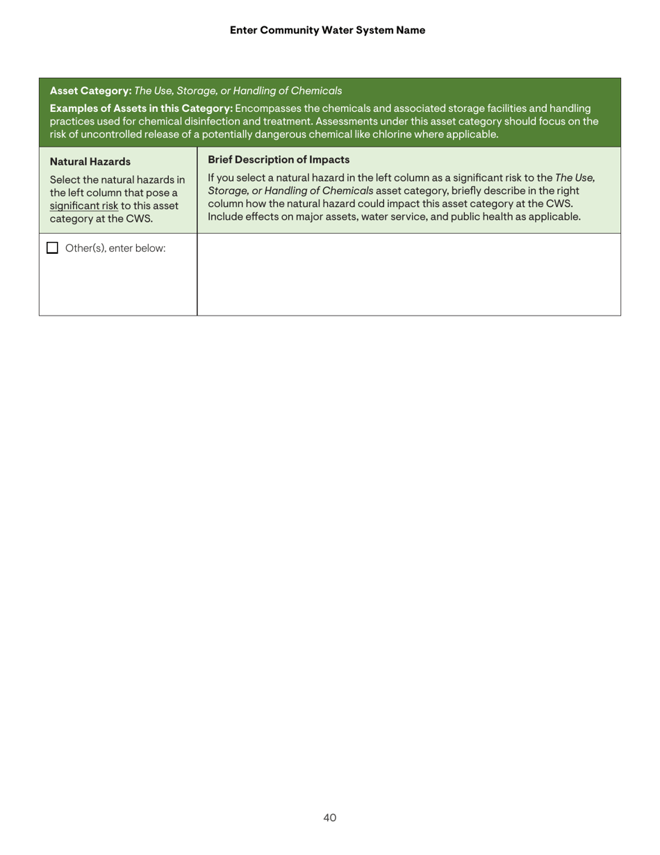 Community Water System Risk and Resilience Assessment, Page 40