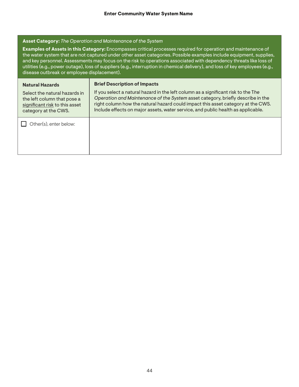 Community Water System Risk and Resilience Assessment, Page 44