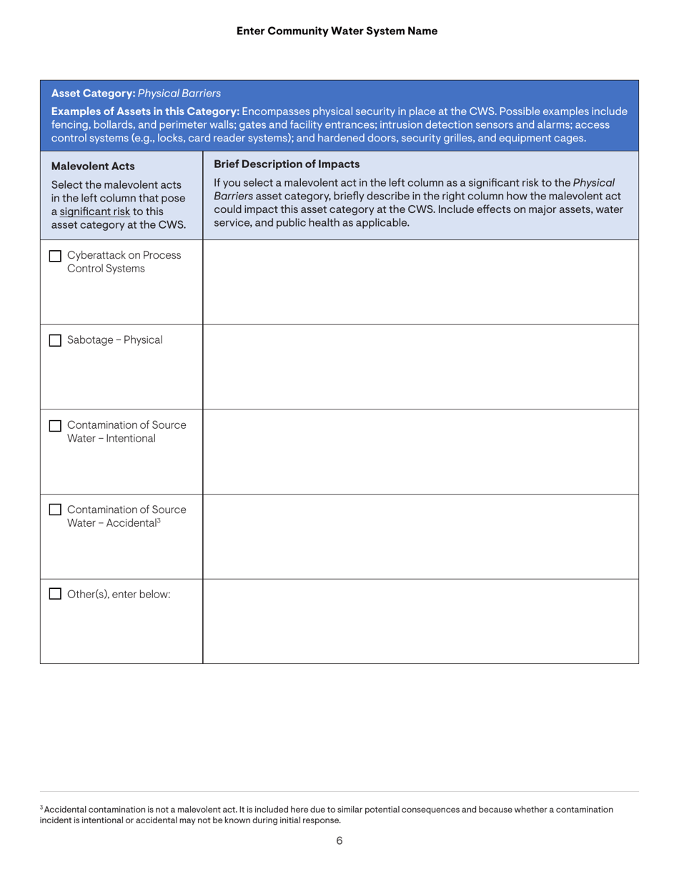 Community Water System Risk and Resilience Assessment, Page 6