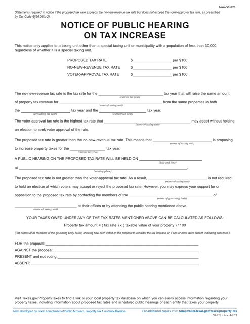 Form 50-876  Printable Pdf
