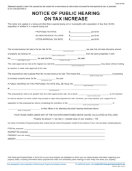 Form 50-876 Notice of Public Hearing on Tax Increase - Proposed Rate Exceeds No-New-Revenue, but Not Voter-Approval Tax Rate - Texas