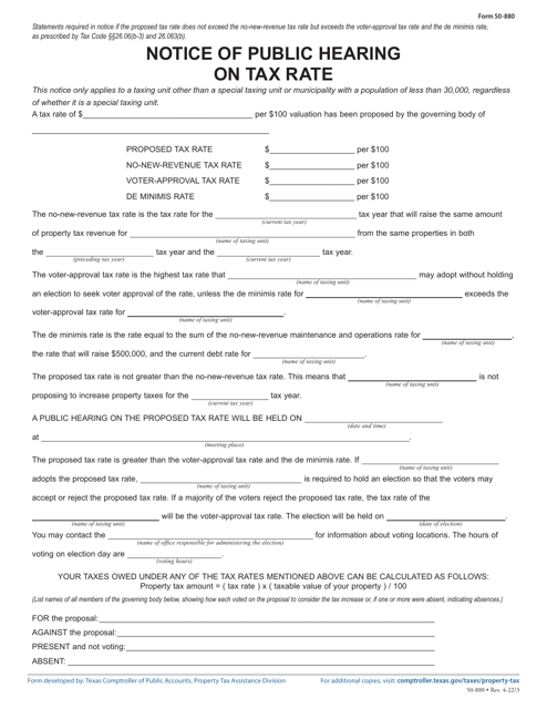 Form 50-880  Printable Pdf