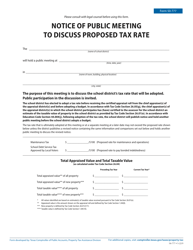 Form 50-777 Notice of Public Meeting to Discuss Proposed Tax Rate - Texas