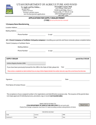 Document preview: Application for Supply Dealer Permit (1103) - Utah