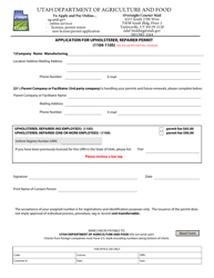 Form 1104-1105 &quot;Application for Upholsterer, Repairer Permit&quot; - Utah