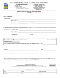 Form 1110 &quot;Application for Quilted Clothing Permit&quot; - Utah