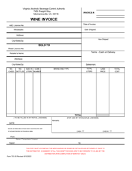 Form 703-35 &quot;Wine Invoice&quot; - Virginia