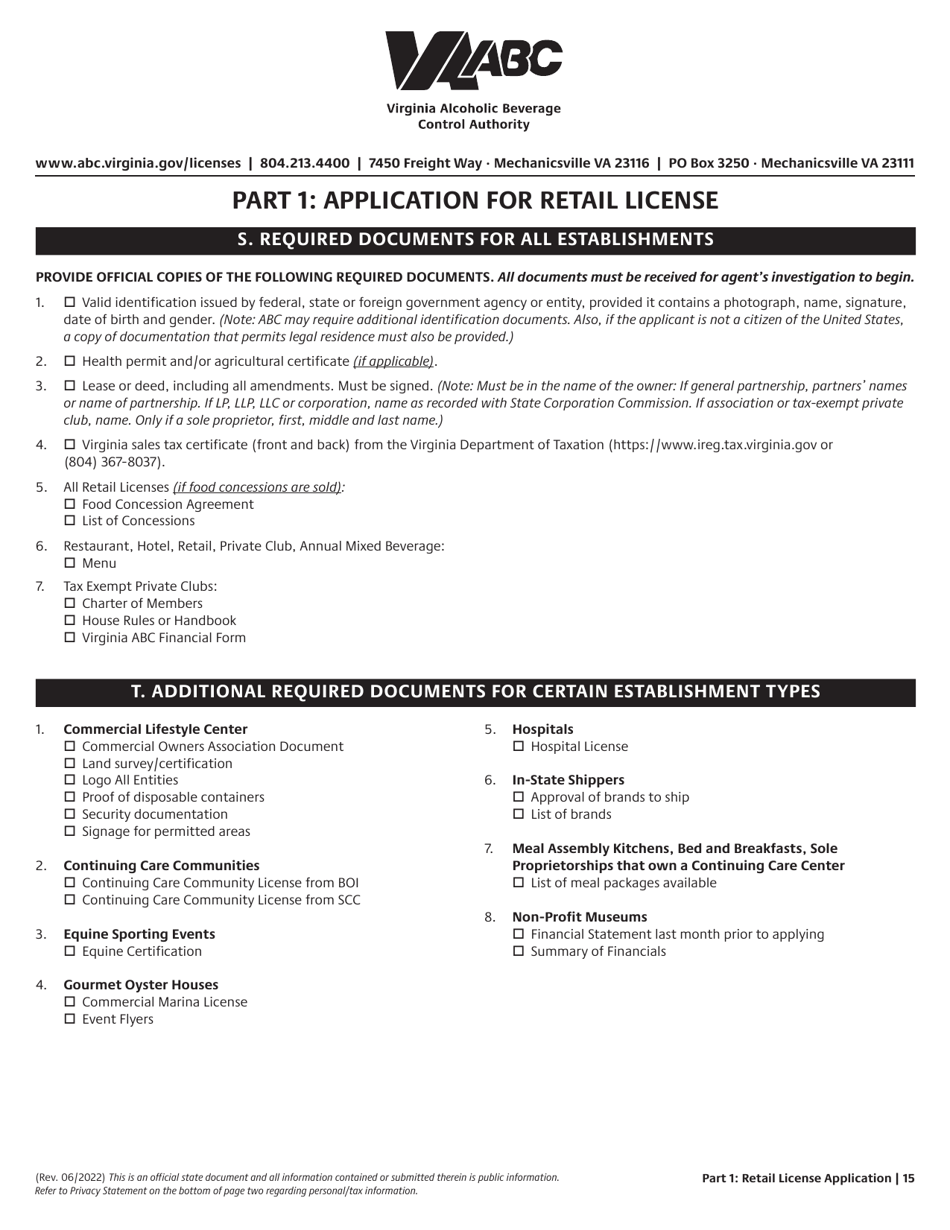 Retail License Application - Virginia, Page 15
